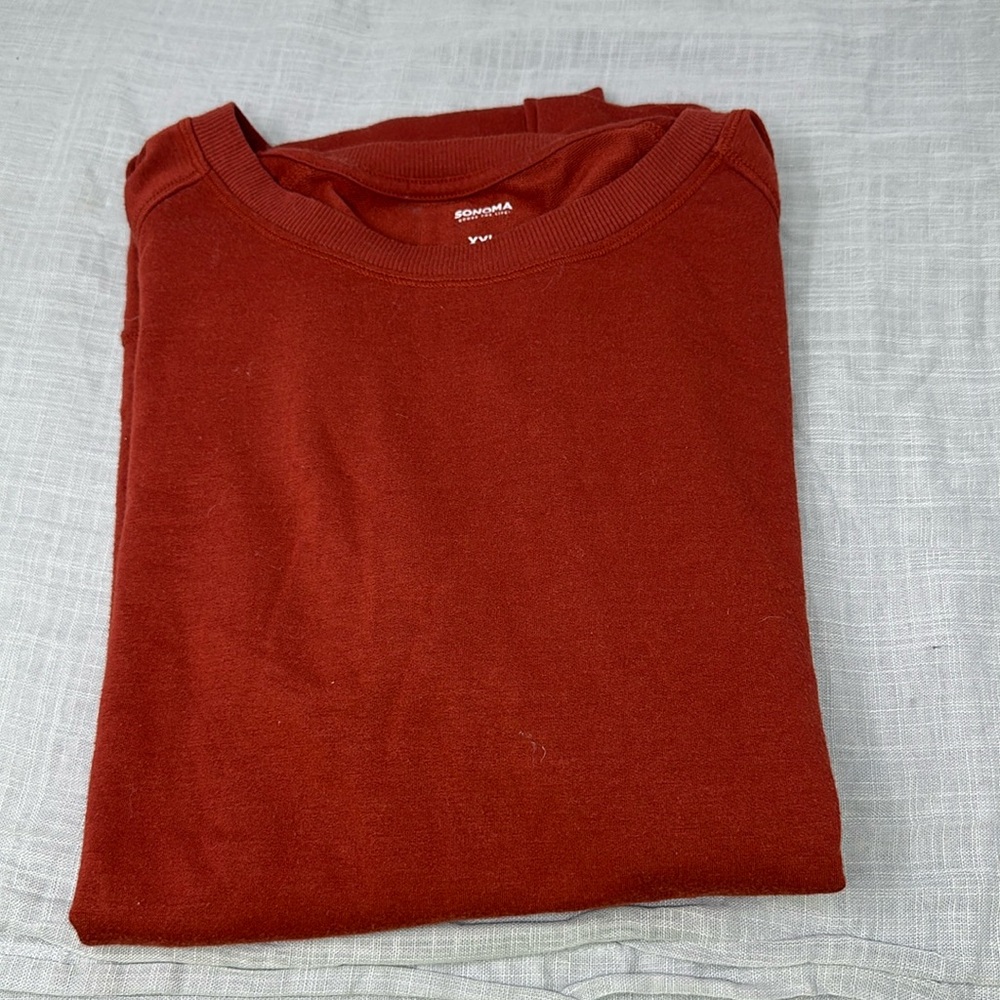 Sonoma women’s XXL orange rust color short sleeve shirt split hems